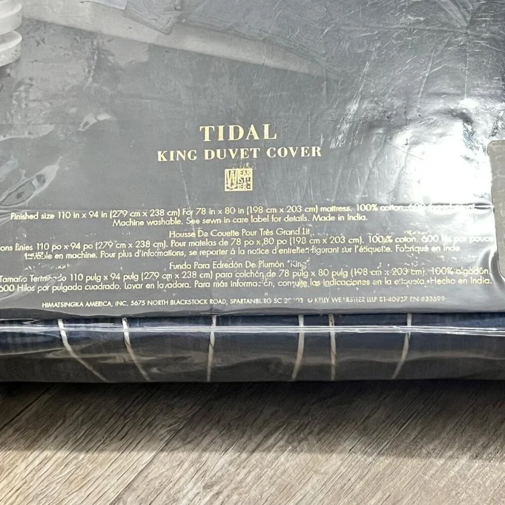 $690 KING Duvet 3pcs Kelly Wearstler ( duvet +2 sham ) 100% Cotton Tidal Indigo